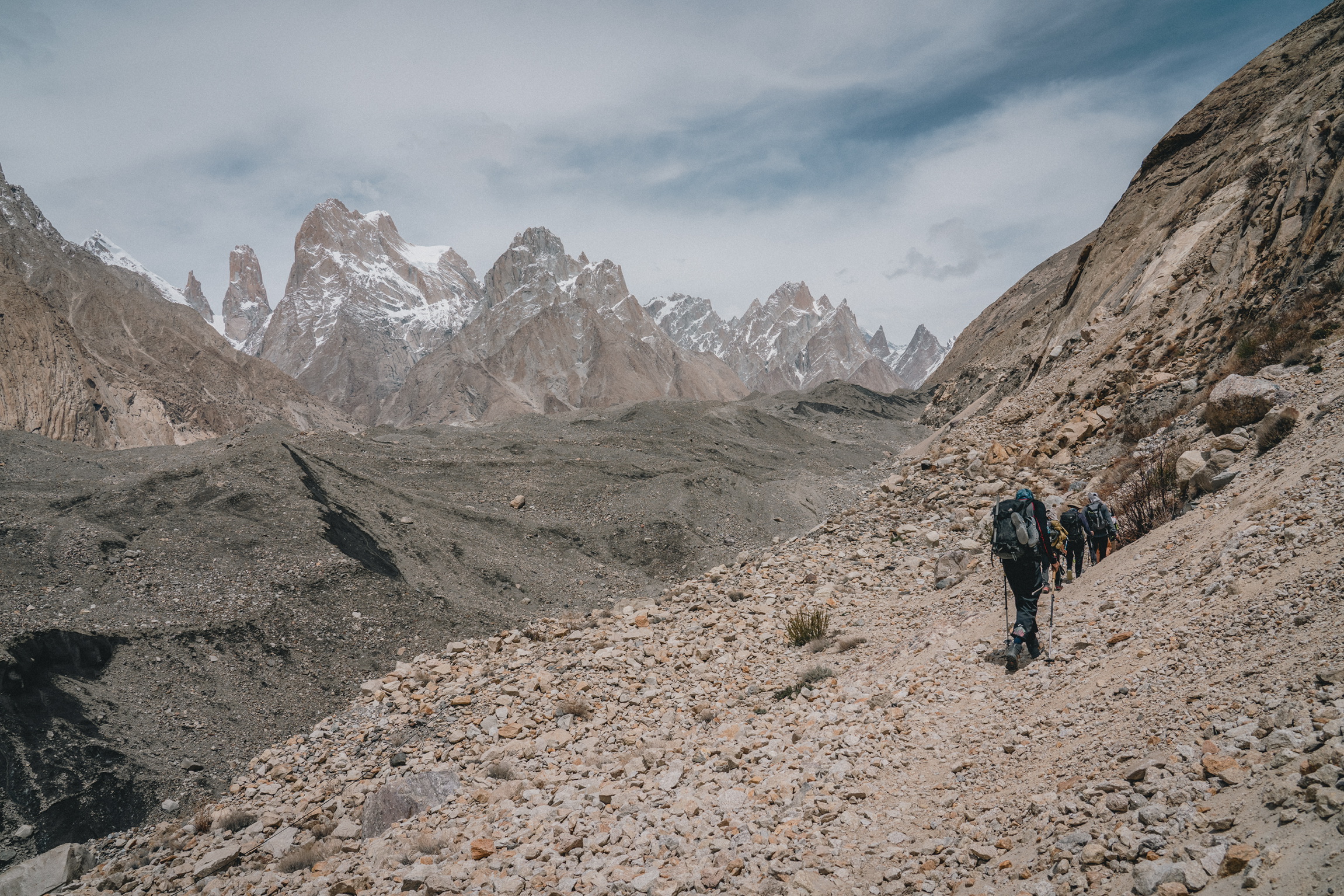Karakoram glacier and peak scenery on the K2 trekking route