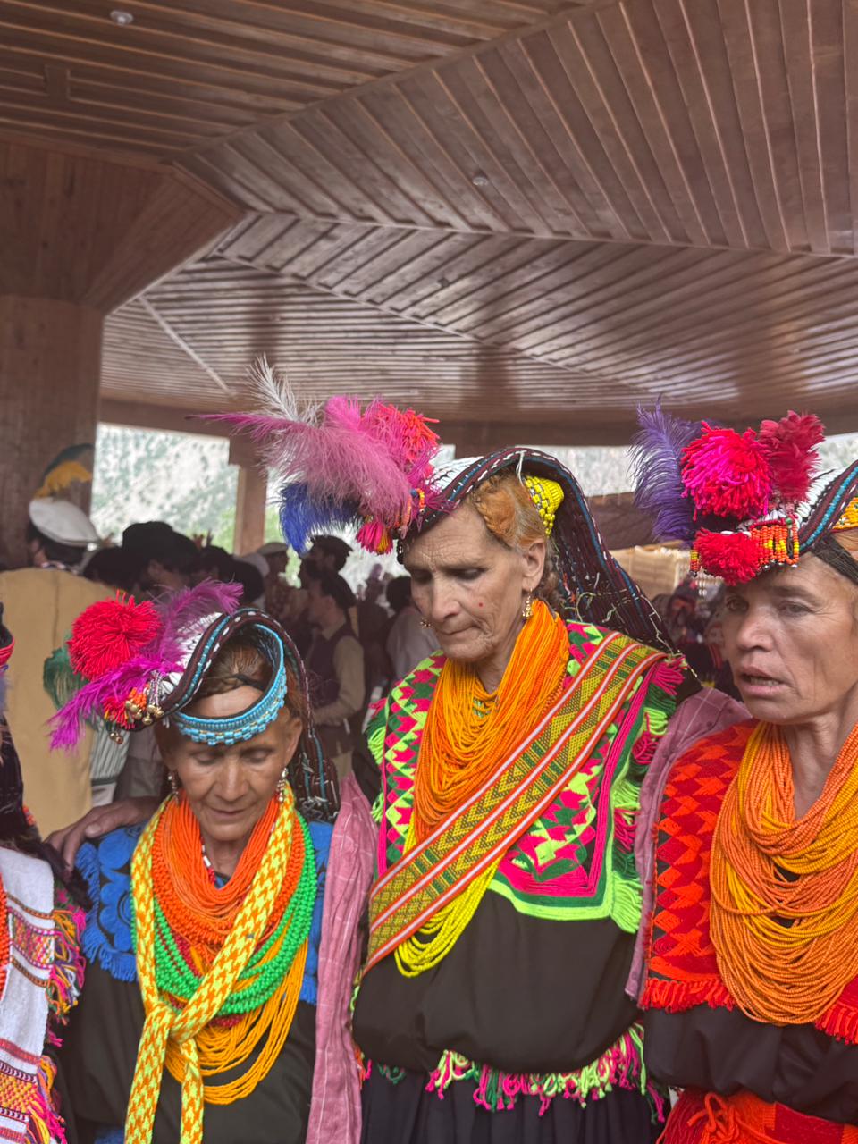Kalasha community gathering during the Uchal summer harvest festival