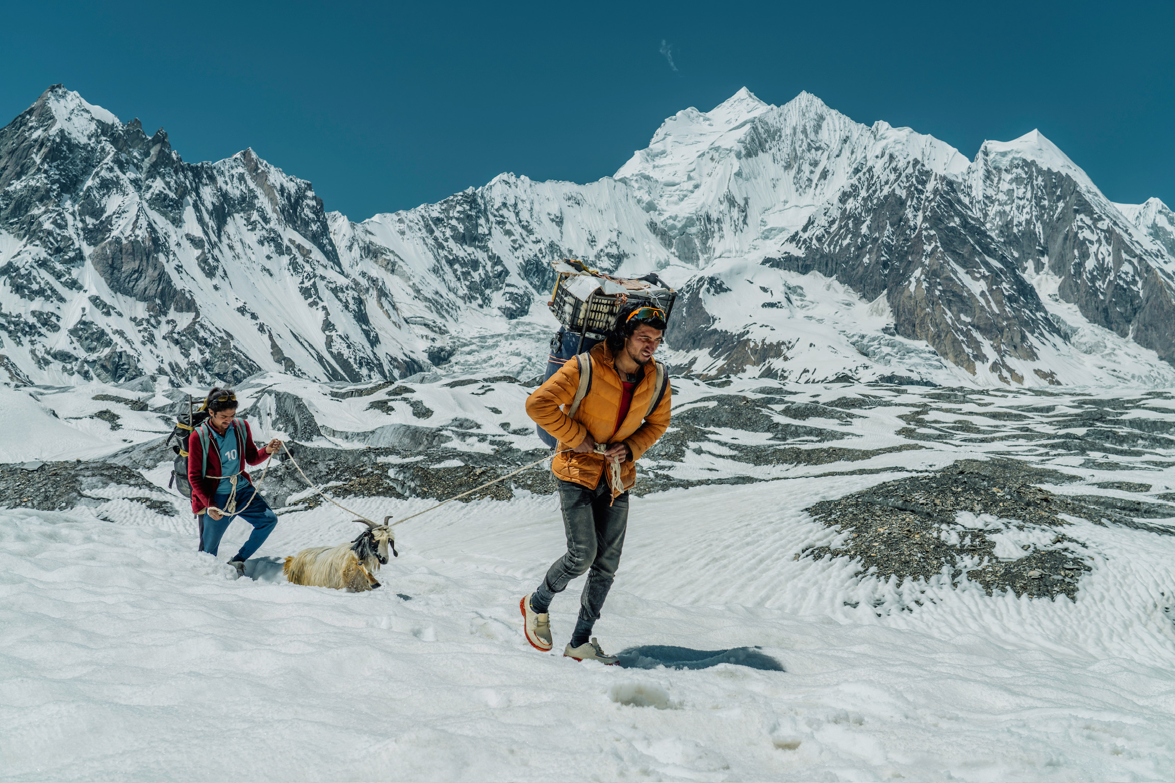 Ice and snow on the climbing route